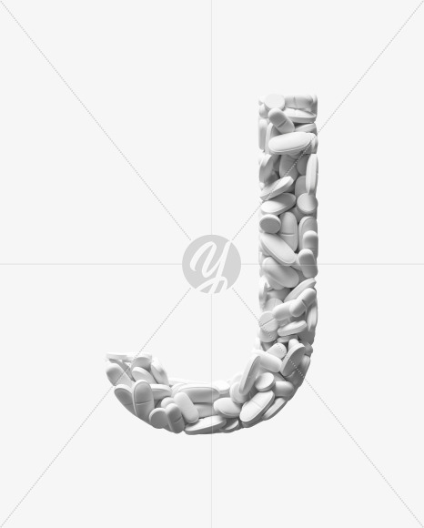 Letter J from White Tablets Font on Yellow Images Creative Fonts - S37914