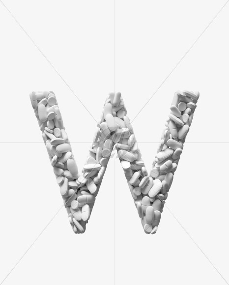 Letter W from White Tablets Font on Yellow Images Creative Fonts - S37927