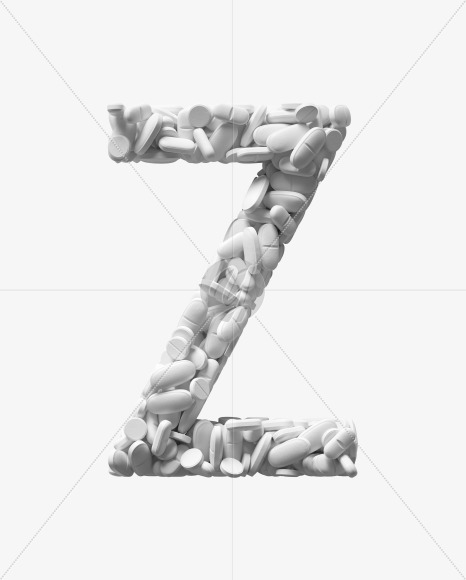 Letter Z from White Tablets Font on Yellow Images Creative Fonts - S37930