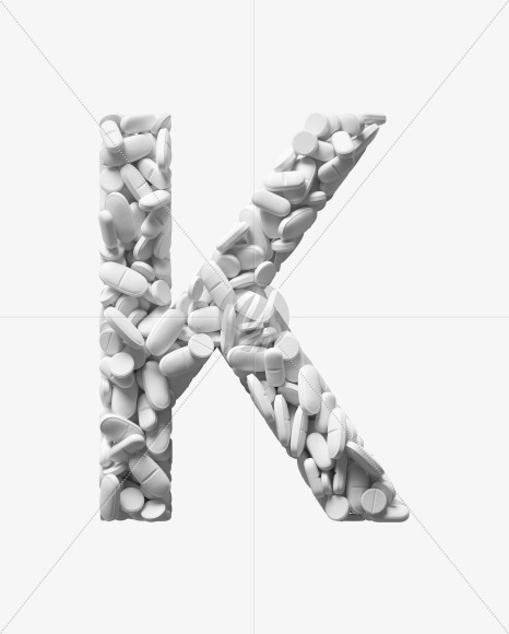 Letter K from White Tablets Font on Yellow Images Creative Fonts - S37915