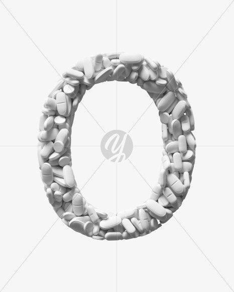 Letter O from White Tablets Font on Yellow Images Creative Fonts - S37919