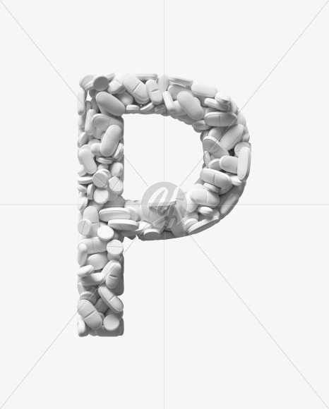 Letter P from White Tablets Font on Yellow Images Creative Fonts - S37920