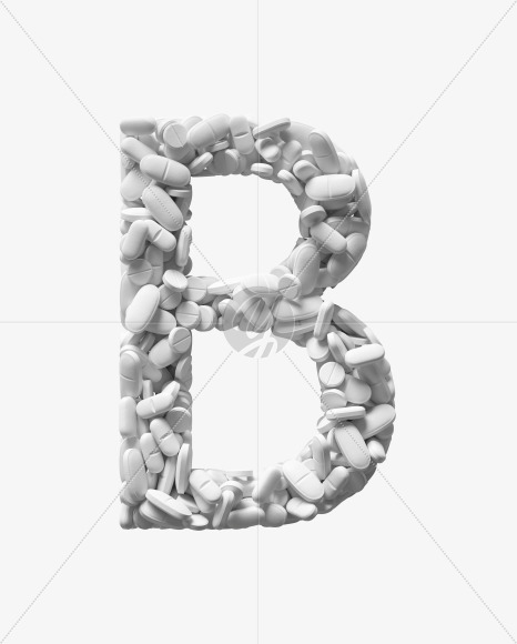 Letter B from White Tablets Font on Yellow Images Creative Fonts - S37906