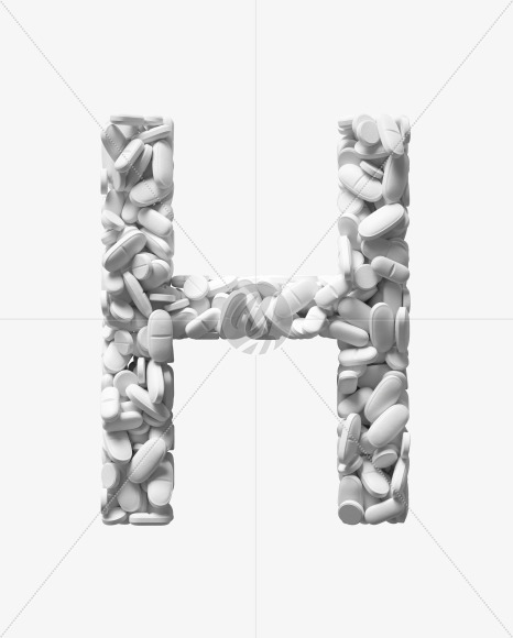 Letter H from White Tablets Font on Yellow Images Creative Fonts - S37912