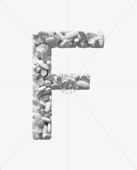 Letter F from White Tablets Font on Yellow Images Creative Fonts - S37910