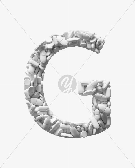 Letter G from White Tablets Font on Yellow Images Creative Fonts - S37911