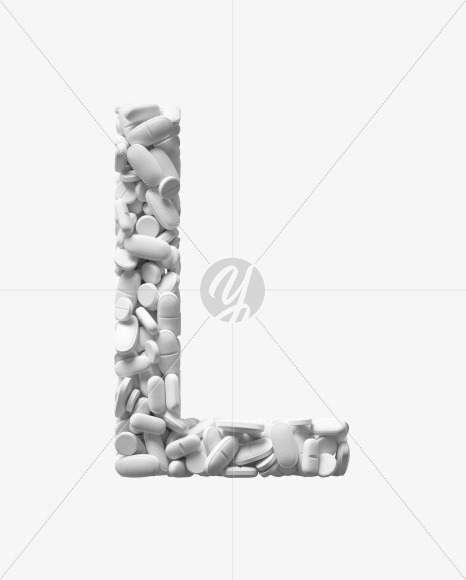 Letter L from White Tablets Font on Yellow Images Creative Fonts - S37916