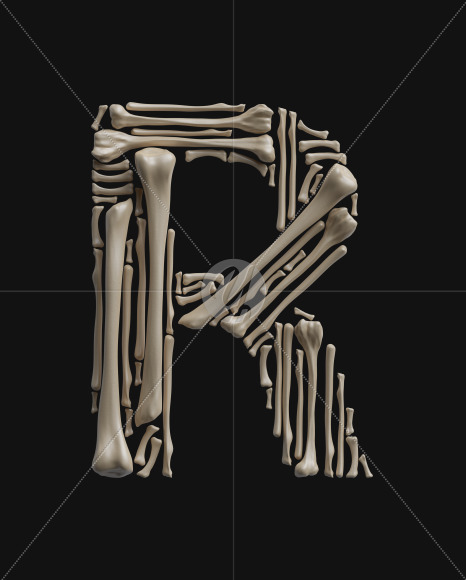 Letter R from Bones Font on Yellow Images Creative Fonts - S37971