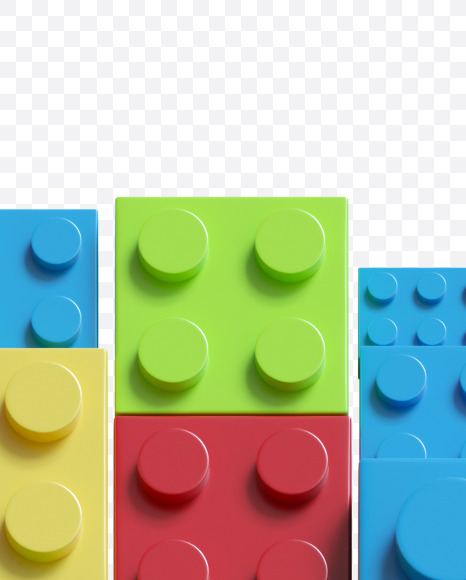 Letter P from Lego bricks Font on Yellow Images Creative Fonts - S38141