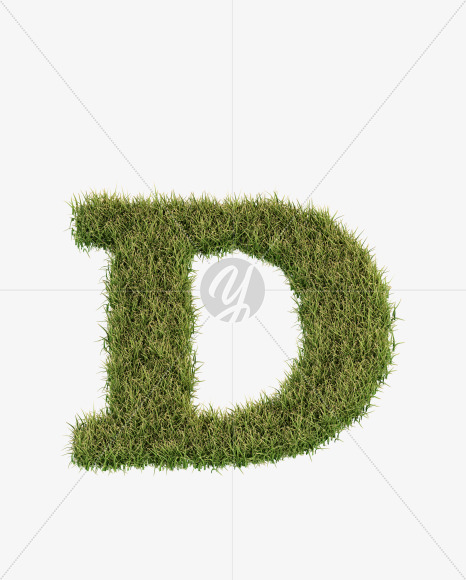 Letter D from Grass Cut Font on Yellow Images Creative Fonts - S38354