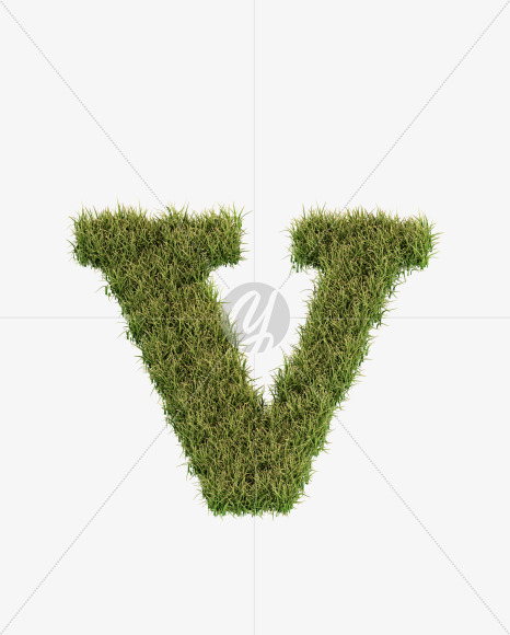 Letter V from Grass Cut Font on Yellow Images Creative Fonts - S38372