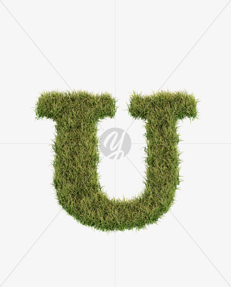 Letter U from Grass Cut Font on Yellow Images Creative Fonts - S38371