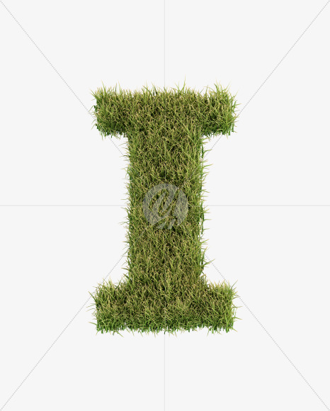 Letter I from Grass Cut Font on Yellow Images Creative Fonts - S38359