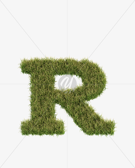 Letter R from Grass Cut Font on Yellow Images Creative Fonts - S38368