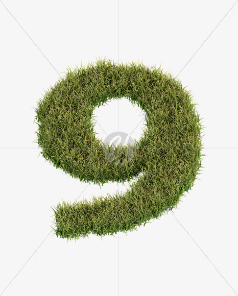 9 from Grass Cut Font on Yellow Images Creative Fonts - S38385