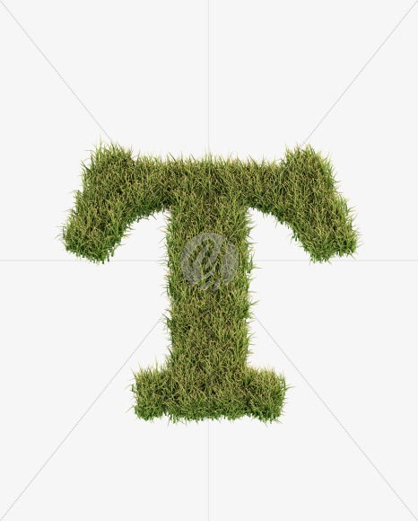 Letter T from Grass Cut Font on Yellow Images Creative Fonts - S38370