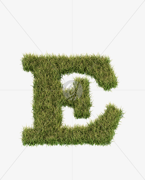 Letter E from Grass Cut Font on Yellow Images Creative Fonts - S38355