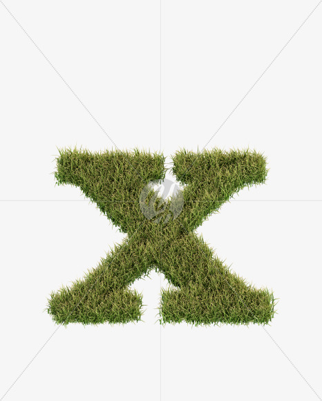 Letter X from Grass Cut Font on Yellow Images Creative Fonts - S38374