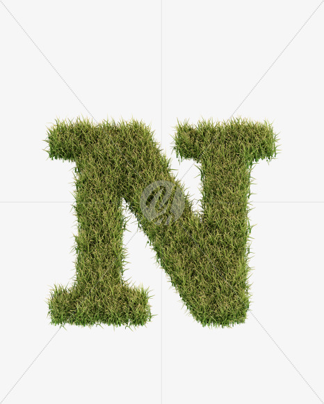 Letter N from Grass Cut Font on Yellow Images Creative Fonts - S38364