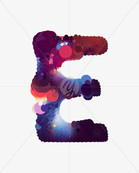 Letter E from Cosmic Bubble Font on Yellow Images Creative Fonts - S38445