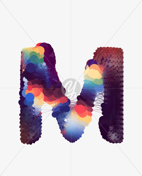 Letter M from Cosmic Bubble Font on Yellow Images Creative Fonts - S38453