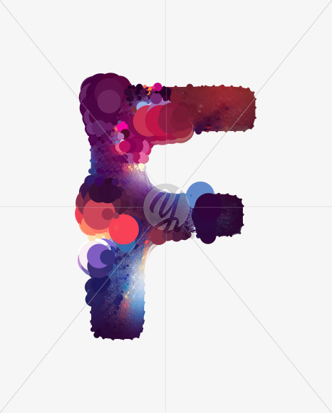 Letter F from Cosmic Bubble Font on Yellow Images Creative Fonts - S38446