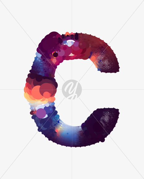 Letter C from Cosmic Bubble Font on Yellow Images Creative Fonts - S38443