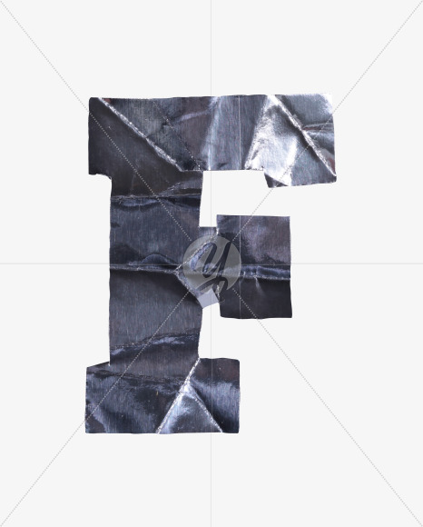 Letter F from Crumpled Iron Font on Yellow Images Creative Fonts - S38533