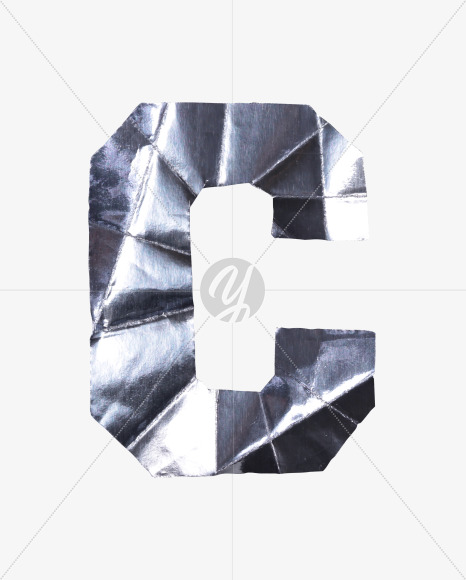 Letter C from Crumpled Iron Font on Yellow Images Creative Fonts - S38530