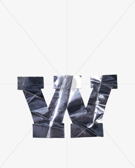 Letter W from Crumpled Iron Font on Yellow Images Creative Fonts - S38550