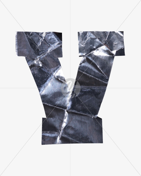 Letter V from Crumpled Iron Font on Yellow Images Creative Fonts - S38549