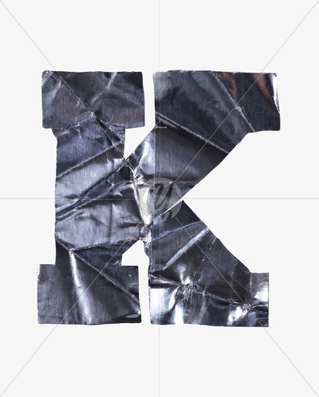 Letter K from Crumpled Iron Font on Yellow Images Creative Fonts - S38538