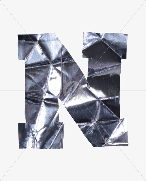 Letter N from Crumpled Iron Font on Yellow Images Creative Fonts - S38541