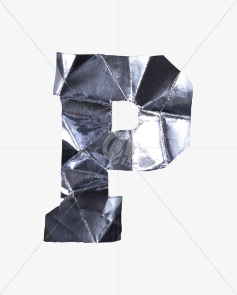 Letter P from Crumpled Iron Font on Yellow Images Creative Fonts - S38543