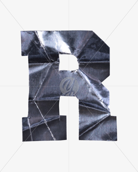 Letter R from Crumpled Iron Font on Yellow Images Creative Fonts - S38545