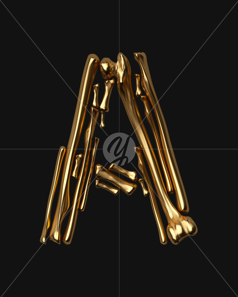 Letter A from The Golden Bone Font on Yellow Images Creative Fonts - S38568