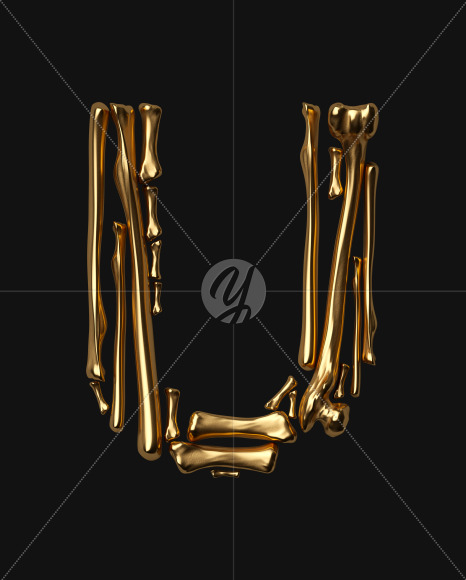 Letter U from The Golden Bone Font on Yellow Images Creative Fonts - S38588