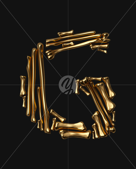 Letter G from The Golden Bone Font on Yellow Images Creative Fonts - S38574