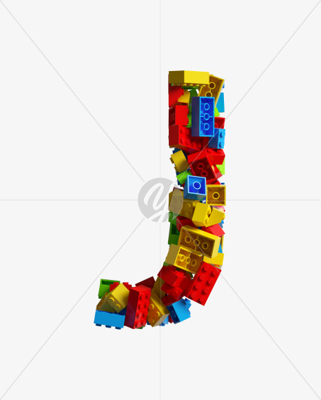 Letter J from LEGO color bricks on Yellow Images Creative Fonts - S38669