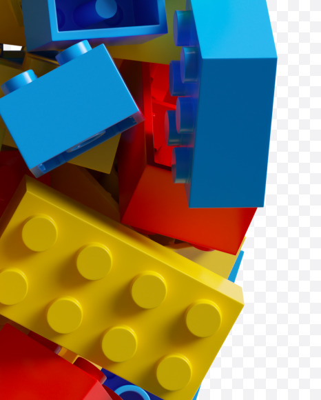 Letter Q from LEGO color bricks on Yellow Images Creative Fonts - S38676