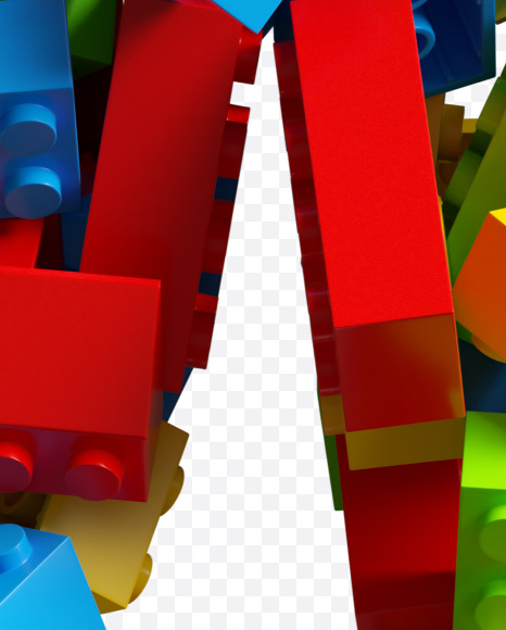 Letter W from LEGO color bricks on Yellow Images Creative Fonts - S38682