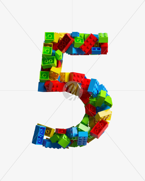 5 from LEGO color bricks on Yellow Images Creative Fonts - S38690