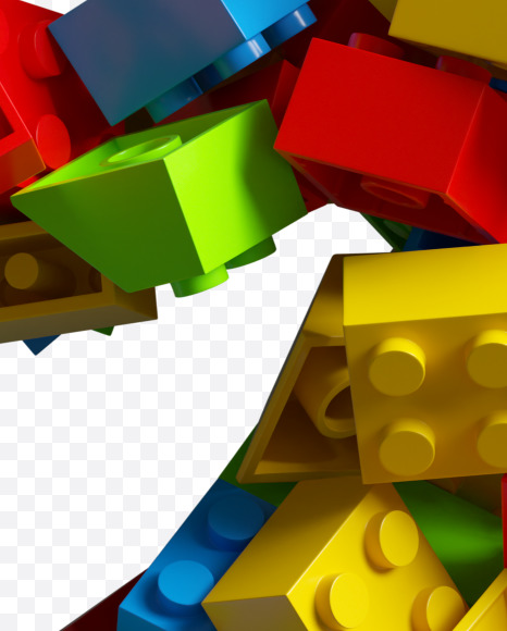 9 from LEGO color bricks on Yellow Images Creative Fonts - S38694