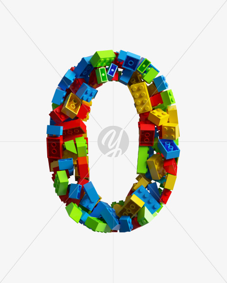 0 from LEGO color bricks on Yellow Images Creative Fonts - S38695