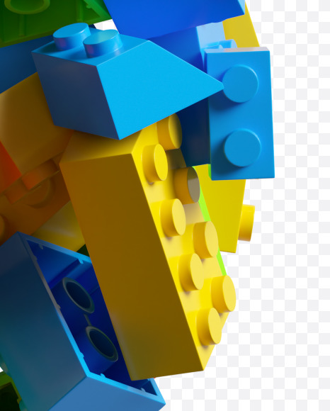 Letter B from LEGO color bricks on Yellow Images Creative Fonts - S38661