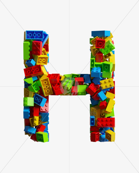 Letter H from LEGO color bricks on Yellow Images Creative Fonts - S38667