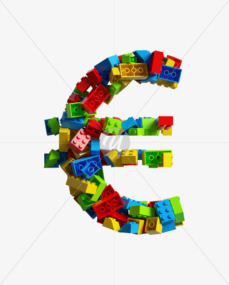 euro from LEGO color bricks on Yellow Images Creative Fonts - S38700