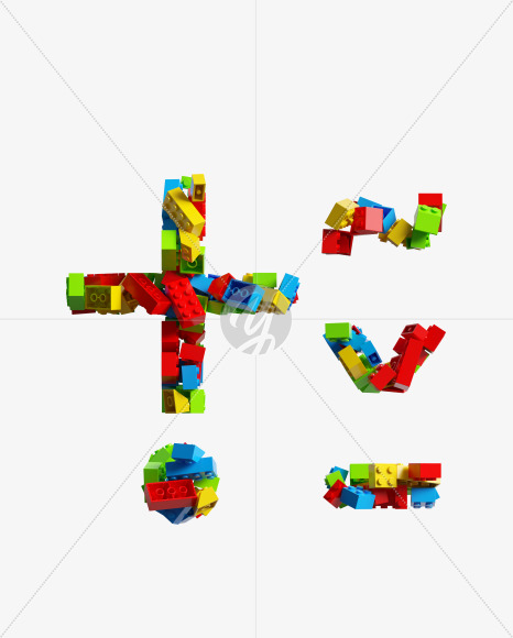 symbols from LEGO color bricks on Yellow Images Creative Fonts - S38705