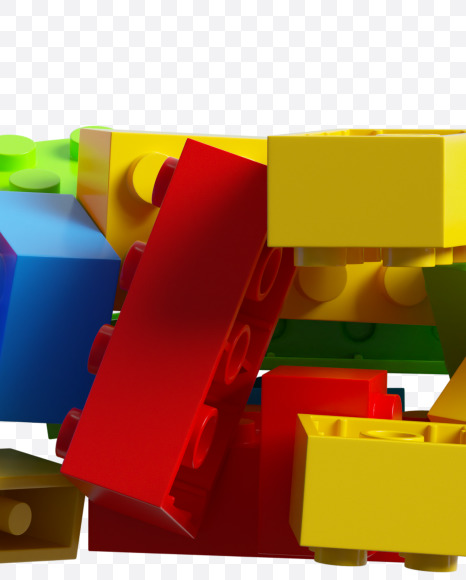 Letter L from LEGO color bricks on Yellow Images Creative Fonts - S38671