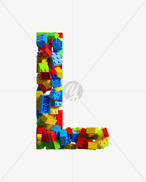 Letter L from LEGO color bricks on Yellow Images Creative Fonts - S38671